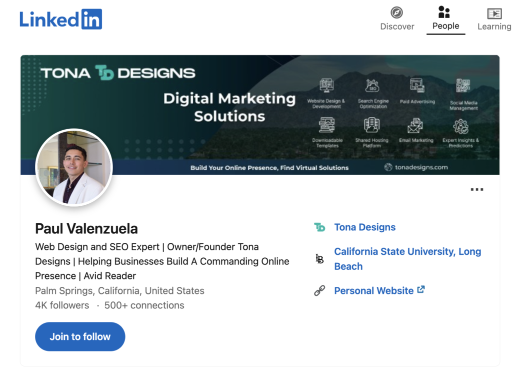 Paul Valenzuela LinkedIn Profile